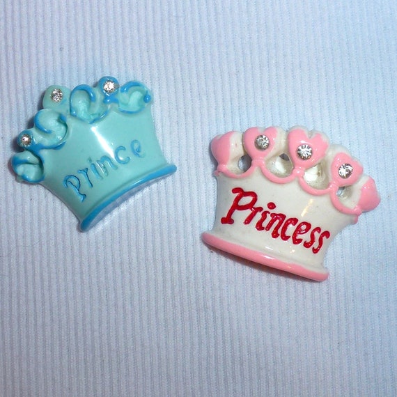 Puppy Bows ~Barrette PRINCE or PRINCESS crown pink blue Boys girls pet hair clip ~USA seller