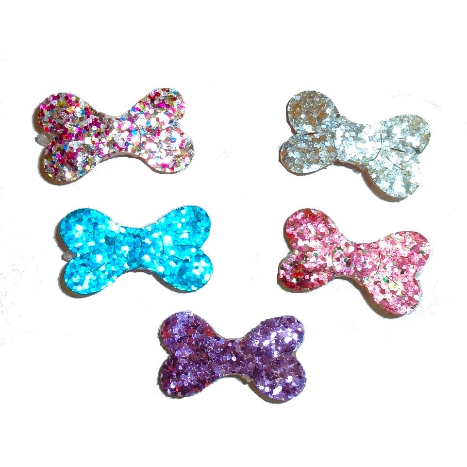 Puppy Bows Glitter topped dog bone pet hair barrette (fb188)