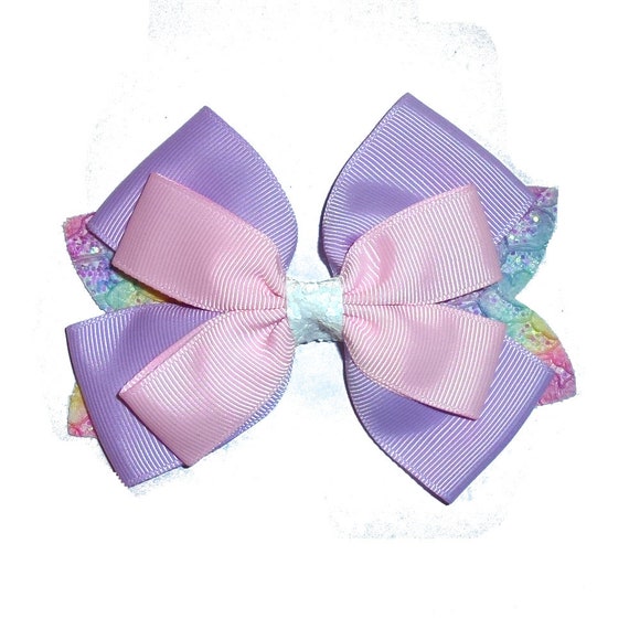 Puppy Bows ~ Pink/purple bowknot collar slide attachment accessory  (fb150e)