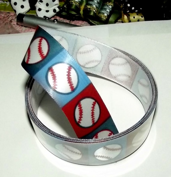 Puppy Bows ~ ribbon craft supplies 7/8" x 3 yards baseballs brown blue squares