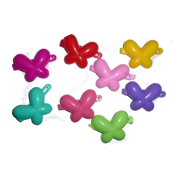 Puppy Bows ~ Dog bow  plastic ball clip set 7 pet butterfly barrette hair clips (fb281)