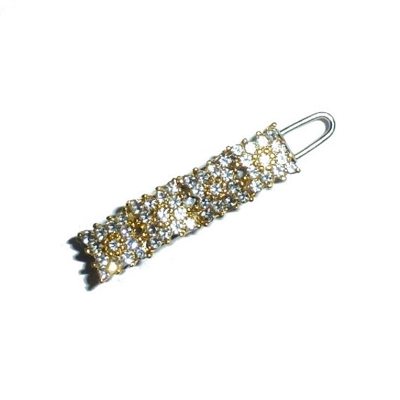 Tiny gold crystal bar set rhinestone crown dog bow  pet hair clip topknot barrette