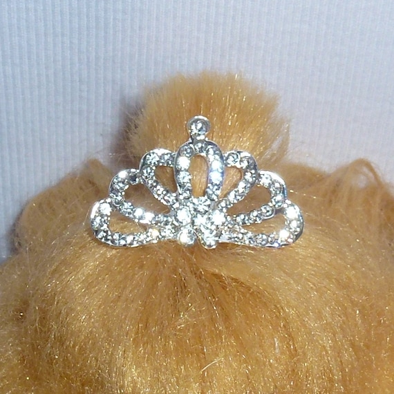 Puppy Bows ~Dog tiara crown with rhinestone crystals hair barrette #55-#63 ~USA seller