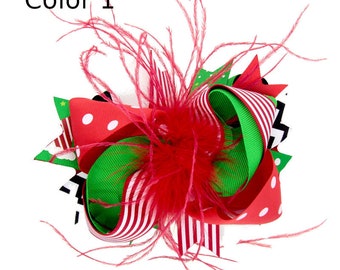 Puppy Bows ~ Dog collar slide bow Christmas light green/red or dark green/red Santa claus Rudolph  ~USA seller (DC33)