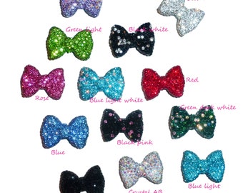 Puppy Bows ~ SMALL 1" rhinestone  STUNNING SPARKLE!  bowknot dog bow  pet hair clip topknot barrette crystals!