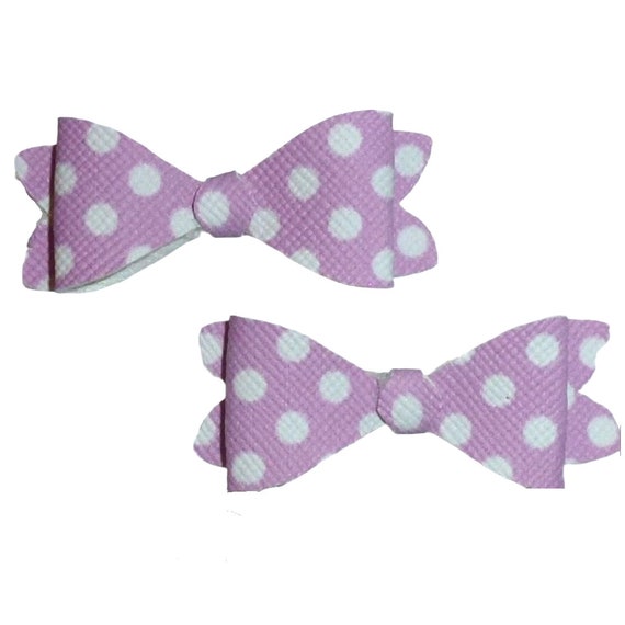 Puppy Dog Bows Two purple white dots pet hair show bow barrettes or bands (FB557)