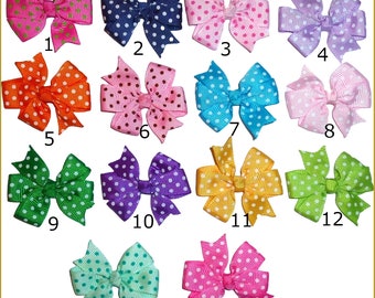 Puppy Bows ~ 1 for 3.50 2 for 5.50  windmill polka dots hair bowknot bow bands or barrette  (fb340)