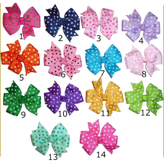 Puppy Bows ~ 1 for 3.50 2 for 5.50  windmill polka dots hair bowknot bow bands or barrette  (fb340)