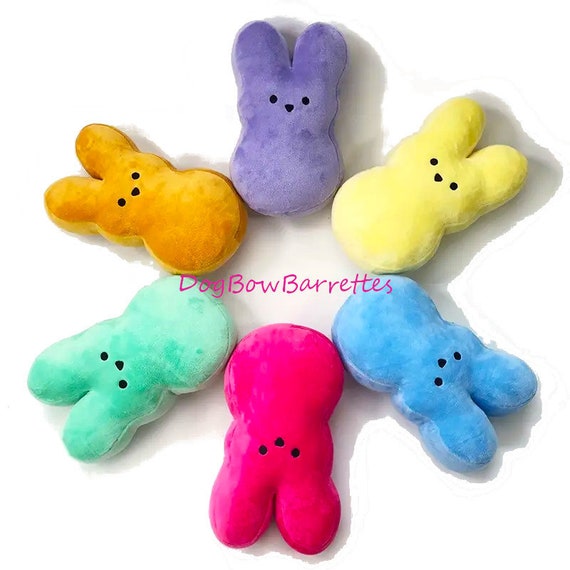 DogBowBarrettes 5" rabbit  plush stuffed squeaky dog toy  (to9)