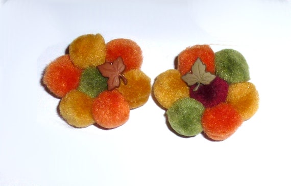 Puppy Dog Bows ~Pigtail Pair of fall Thanksgiving flowers pet hair bow barrettes or bands (fb1a)