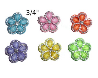 Puppy Bows ~  1 for 2.79 2 for 4.79 rhinestone daisy flower  small  under 1" pet hair bow  - (fb178)