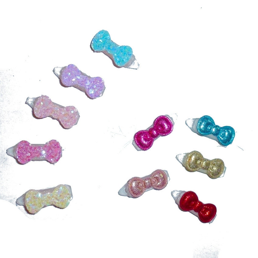 Dog Hair Clip Tiny Metallic or Candy Glitter Bowknot 3/4 Wide Pet Hair