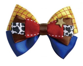 Puppy Bows ~ Woody cowboy story Sheriff bow tie dog collar slide accessory   (DC31)