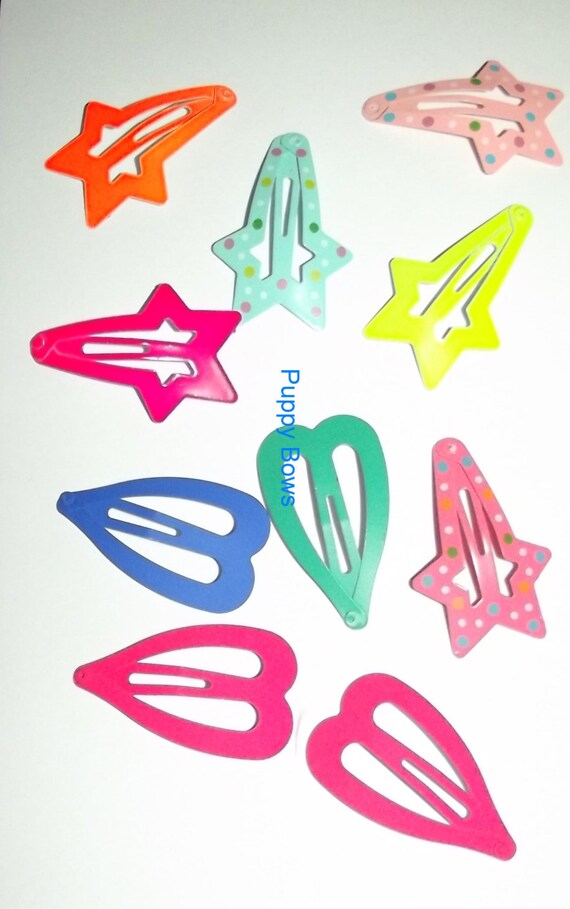 Puppy Bows ~14 Barrette snap clip sample set boys or girls FREE bands! ~Usa seller