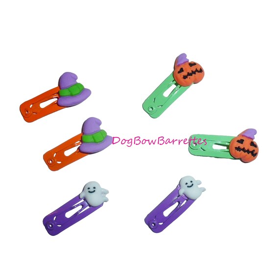 Puppy Bows ~ Barrette snap clip Tiny Halloween bow pet hairclip (fb67)