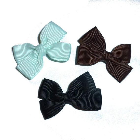 Dog hair mini bows CLEARANCE  mint green black brown alligator clips (fb528)