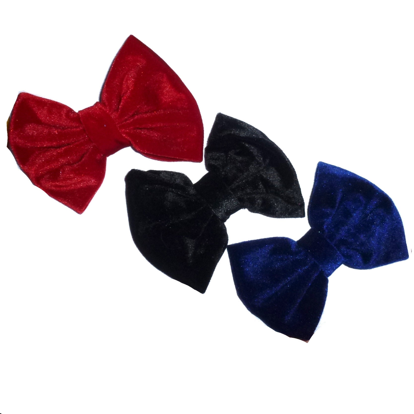 Puppy Bows ~ Dog collar slide bow large dog hair bows velvet red, blue ...
