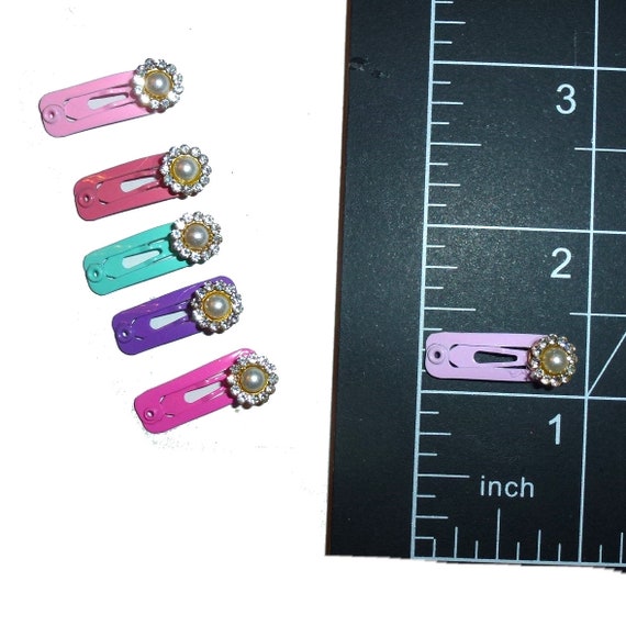 Dog Bow Barrettes tiny 6 girls rhinestone flower jewel snap clips for pet hair topknot (fb363a)