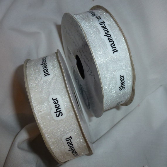 Puppy Bows ~ ribbon craft supplies LOT 7/8" white organza sheer 8 yards Offray (lot11)