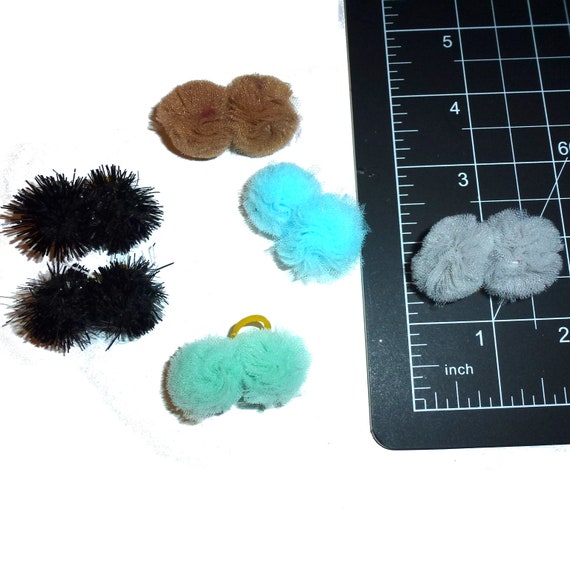 Set of 6 tiny double balls latex bands dog bow pet hair bows (FB362B)