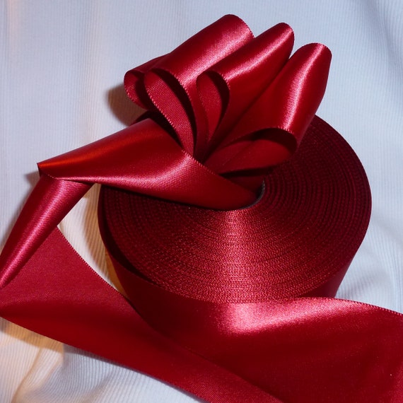 Puppy Bows ~ craft supplies scarlet red 2" single face satin ribbon
