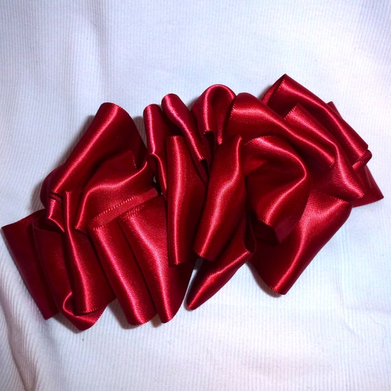 Becky Bows ~ Barrette ribbon Hand crafted over sized BIG hair bow Women or Girls scarlet red