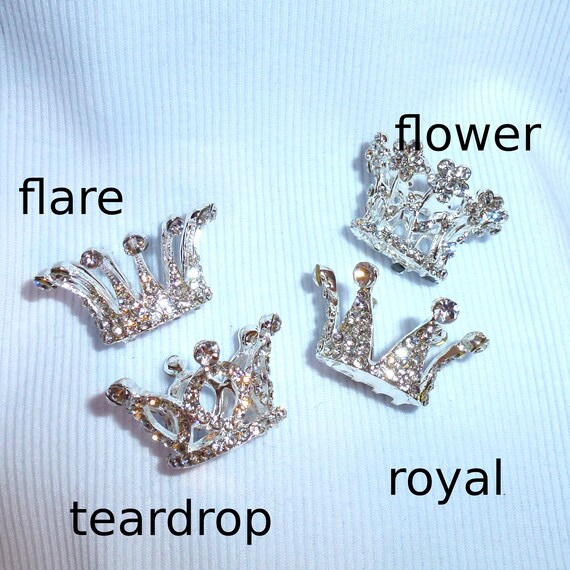 Puppy Bows ~ 3D silver rhinestone crown dog bow pet hair clip barrette