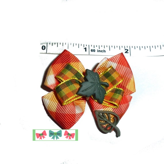 Thanksgiving falling leaves Autumn dog bows hair bow barrettes or bands (fb604)