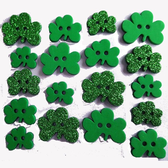 Puppy Bows ~ craft supplies Dress it up green glitter shamrock buttons clovers shamrocks