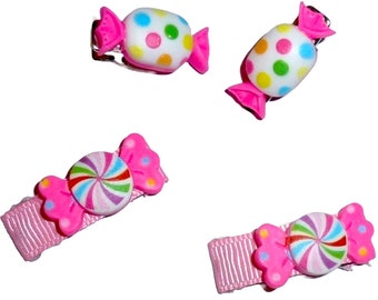Pink candy bows 1 for 2.75 2 for 5.00 snap clip dog flower barrette  clip pet hair bow (fb442)