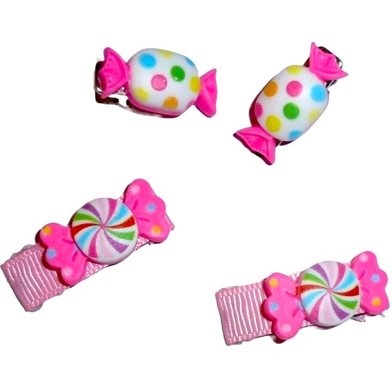 Pink candy bows 1 for 2.49 2 for 3.99 snap clip dog flower barrette  clip pet hair bow (fb442)