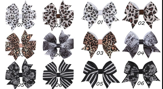 Puppy Bows ~ 1 for 3.50 2 for 5.50 small 2.5" ANIMAL PRINT dog hair bowknot bow bands or barrette  (fb437)