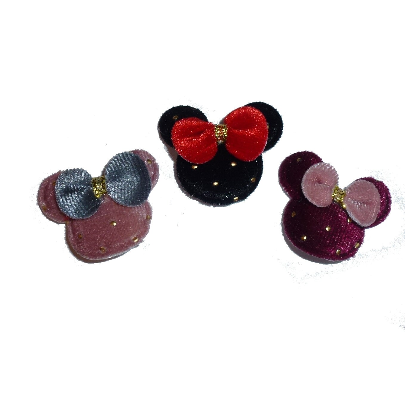 puppy bows ~ minnie mouse velours côtelé or points chien arc bandes ou barrette clips collier glisser | fb332