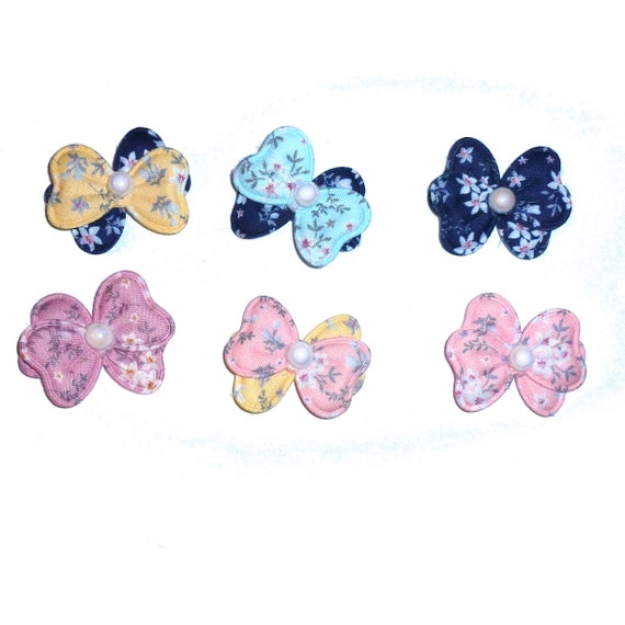 Puppy Bows ~ 1 for 3.50 2 for 5.50 waving flower pearls padded dog barrette or bands  pet hair bow  - (fb418)