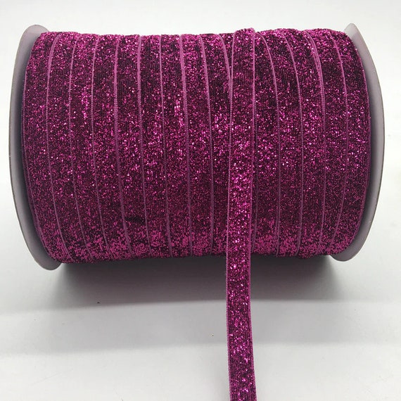 Puppy Bows ~ craft supplies purple velvet glitter ribbon NON stretch 3/8"