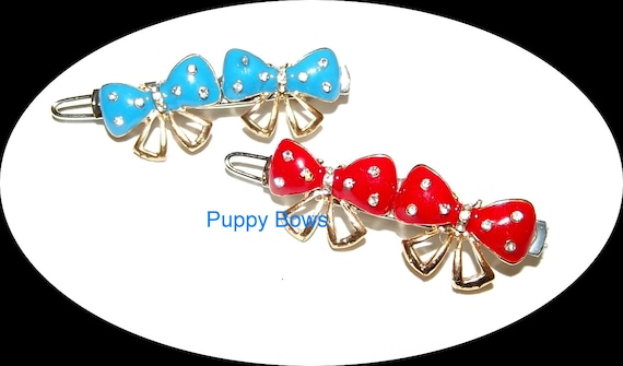 Puppy Bows ~WEE SUPER TINY little flower pearls bowknot hearts dog bow pet hair clip barrette