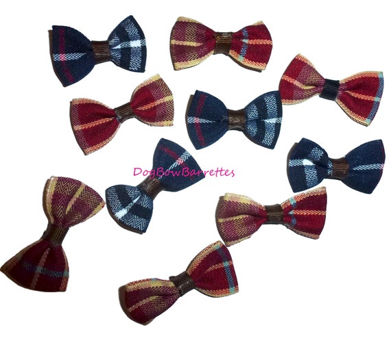 Dog Bow Barrettes small for boys 6 pieces pet hair grooming bows (FB416G)