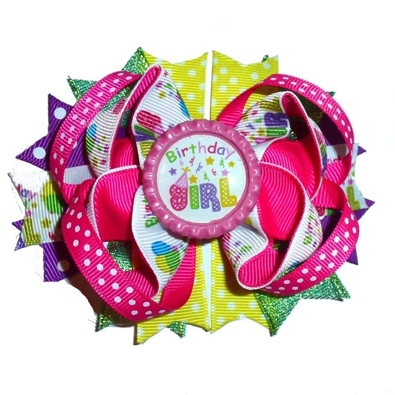 BIRTHDAY GIRL flower polka dots dog collar slide accessory  hair bows barrettes or bands (dc24)