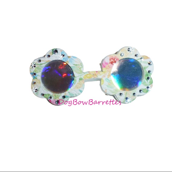 Puppy bows specialty flower sunglasses with rhinestone pet bow hair clip (FB134)