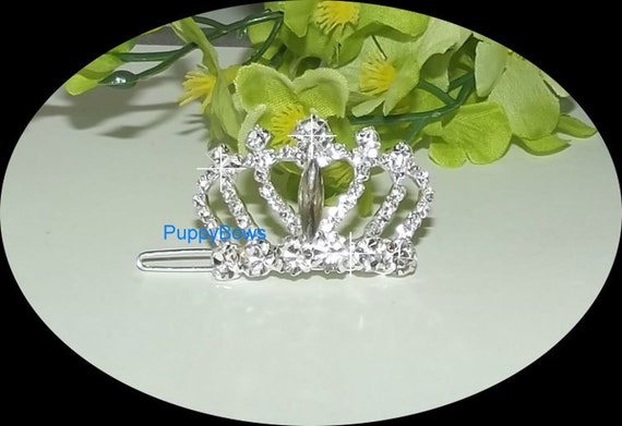 Puppy Bows ~Styles 11-15 rhinestone dog TIARA barrette pet hair clip ~USA seller