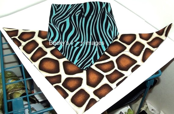 CLEARANCE SALE 50% OFFPuppy Bows~2 over the collar dog pet bandana large blue zebra brown leopard~US Seller