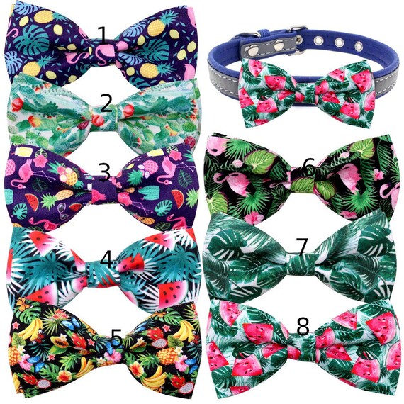 Puppy Bows ~ BUY 2 GET 1 FREE Summer flamingos watermelon beach bow tie  dog collar slide bowtie accessory (dc18)