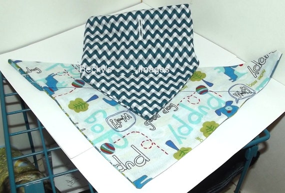 CLEARANCE SALE 50% OFFPuppy Bows~2 over the collar dog pet bandana teal blue zig zag ~US Seller