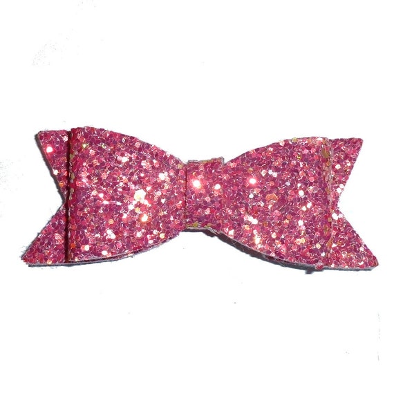 Puppy bows neck strap or  raspberry glitter collar slide pet hair bow with plastic ball clip barrette or latex bands  (fb150d)