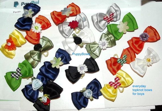 Puppy Bows ~double looped ballerina tulle topknot grooming bow Yorkie Maltese Shih Tzu ~USA seller
