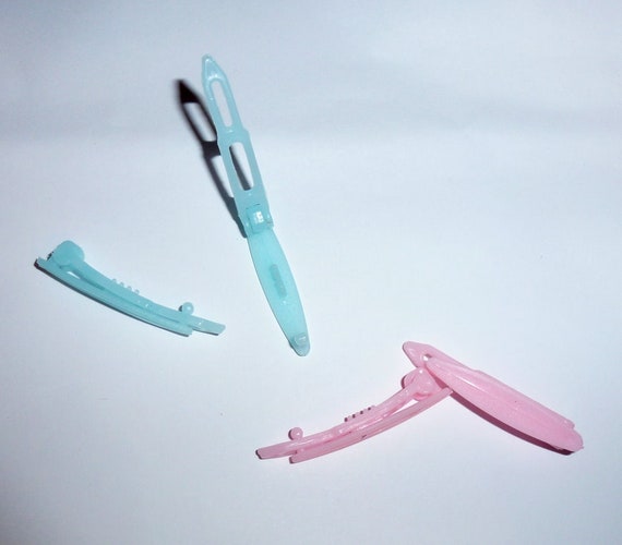 Puppy Bows ~ craft items dog bow making supplies 35mm hair DIY plastic ball clip barrette pink or blue