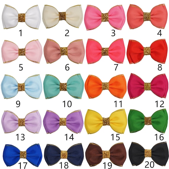 Puppy Bows ~ 1 for 3.50 2 for 5.50 double loop gold edge hair bowknot bow bands or barrette  (fb390)