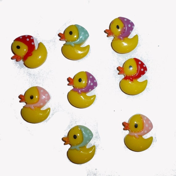 Puppy Bows ~ craft supplies 6 little yellow rubber ducky duck with bandanna buttons