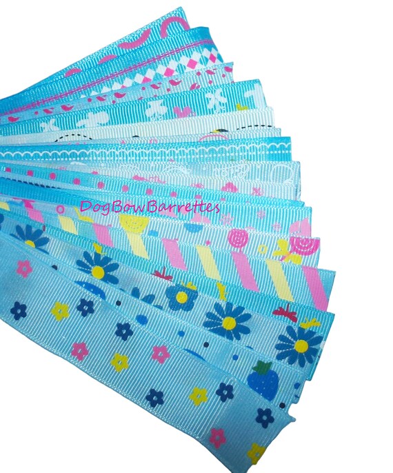 30 BLUE dog hair bows with latex dogs grooming bands