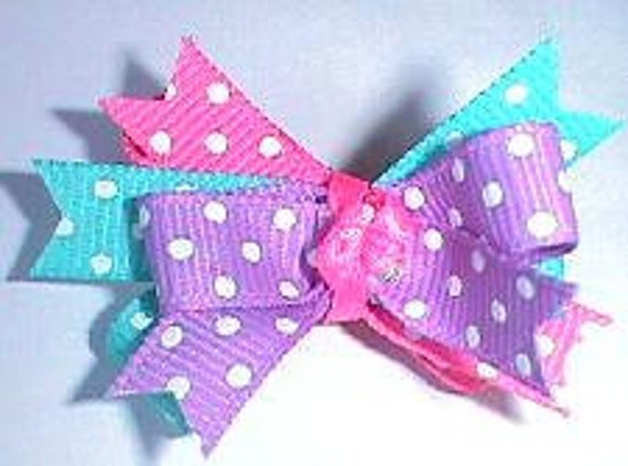 Puppy bows ~ dottie fun bow pet hair accessories purple
